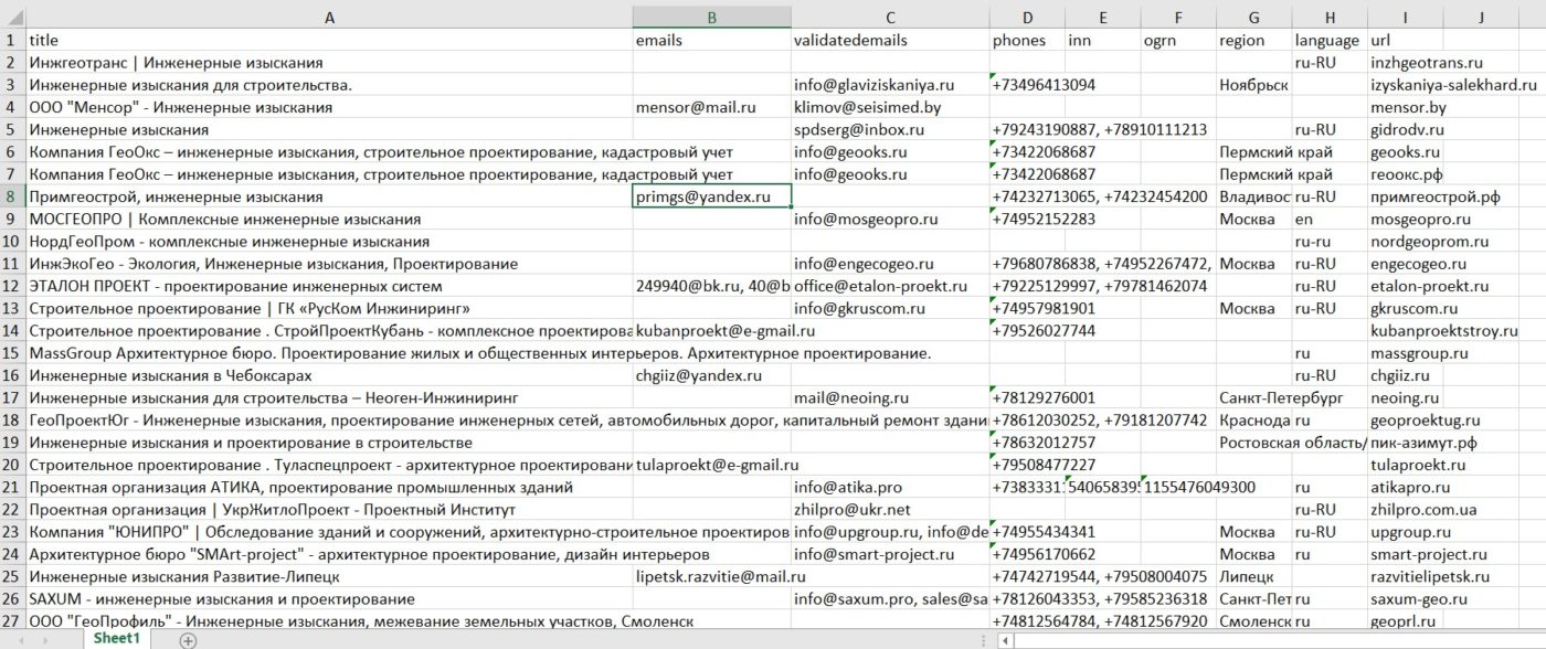 База всех проектных организаций скачать бесплатно в Ексель