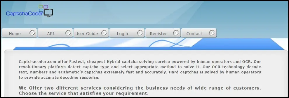 домашняя страница CaptchaCoder