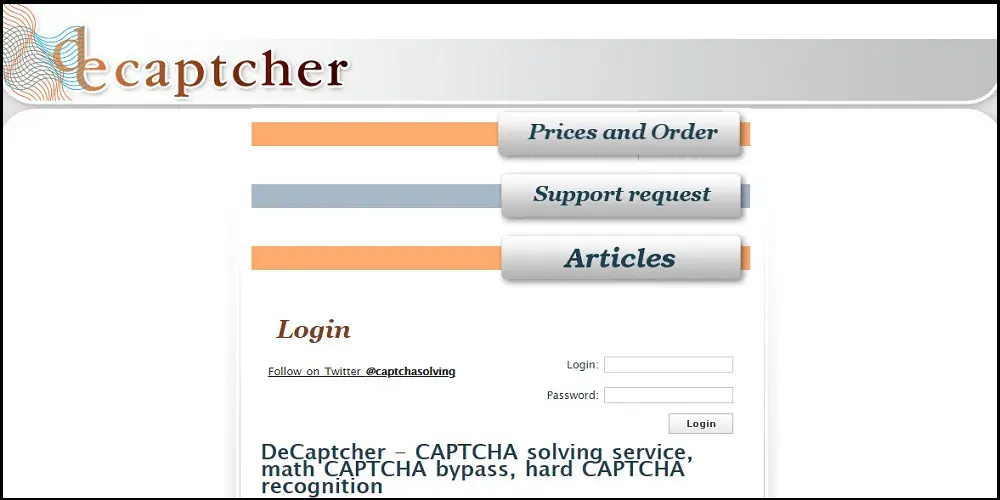 домашняя страница Decaptcher