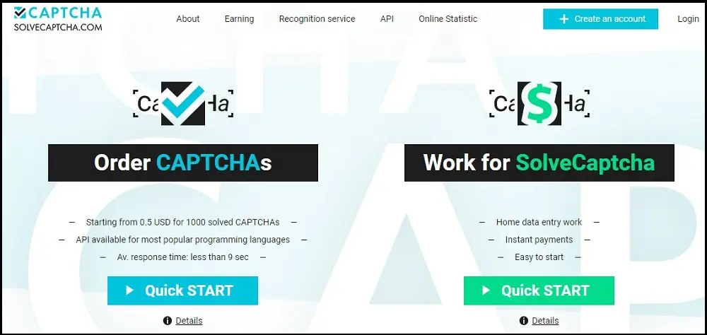 сайт веб-сервиса SolveCaptcha