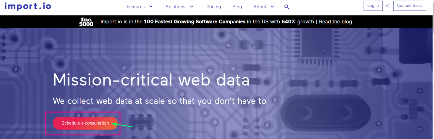 сайт Import.io
