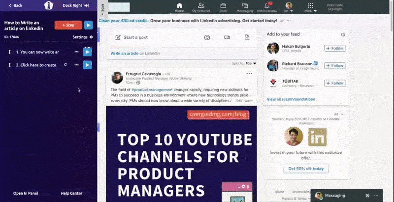 пользовательский интерфейс UserGuiding