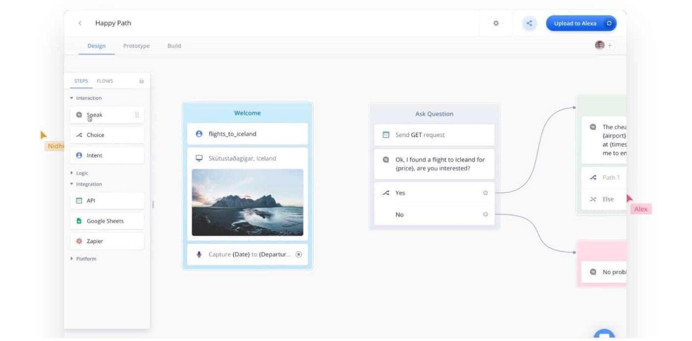 пользовательский интерфейс Voiceflow