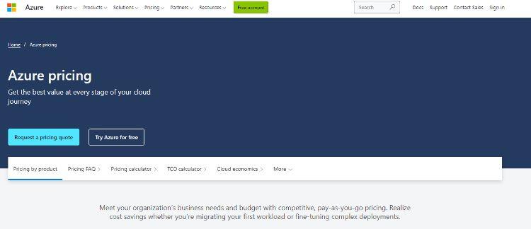 azure pricing