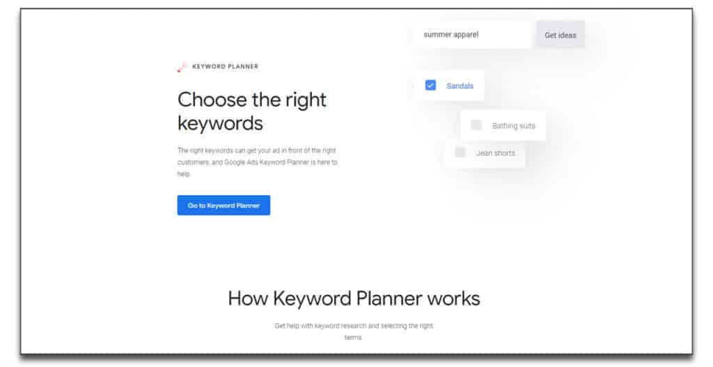 Планировщик ключевых слов Google adwords