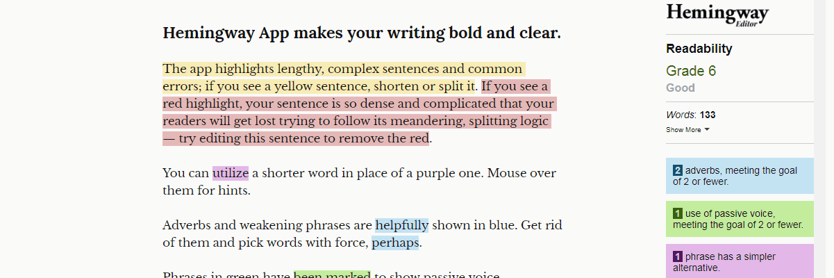 Hemingway Editor - Content Writing Tools