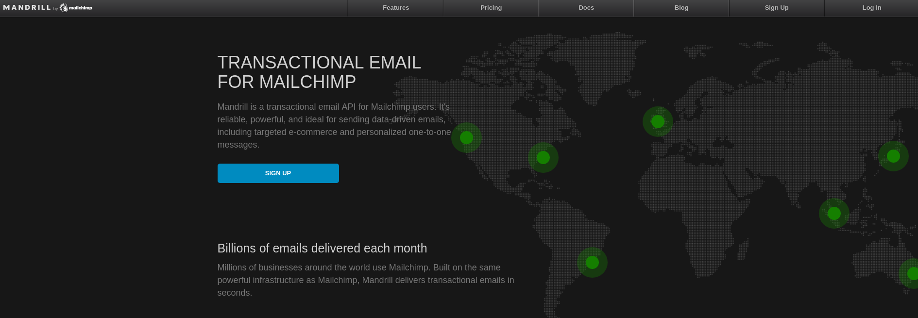 mandrill product marketing tool landing page