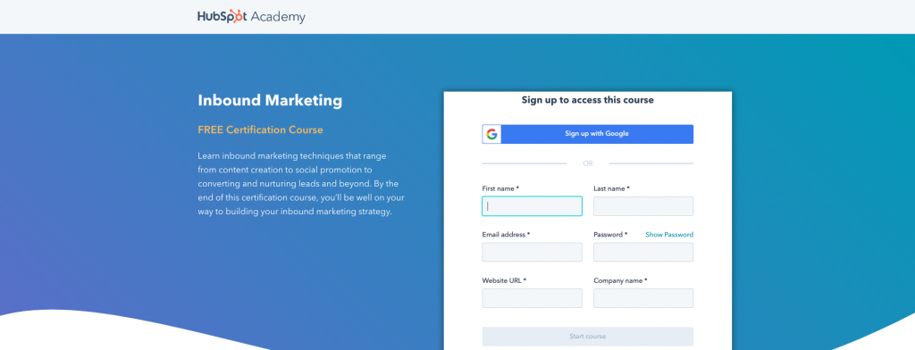 HubSpot Inbound Marketing Certification