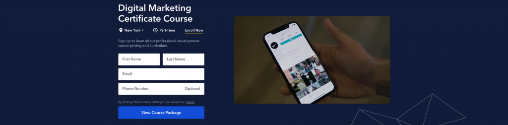 BrainStation Digital Marketing Certificate Course landing page