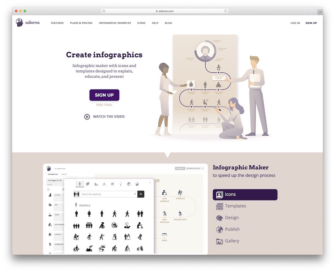 adioma tool for creating infographics