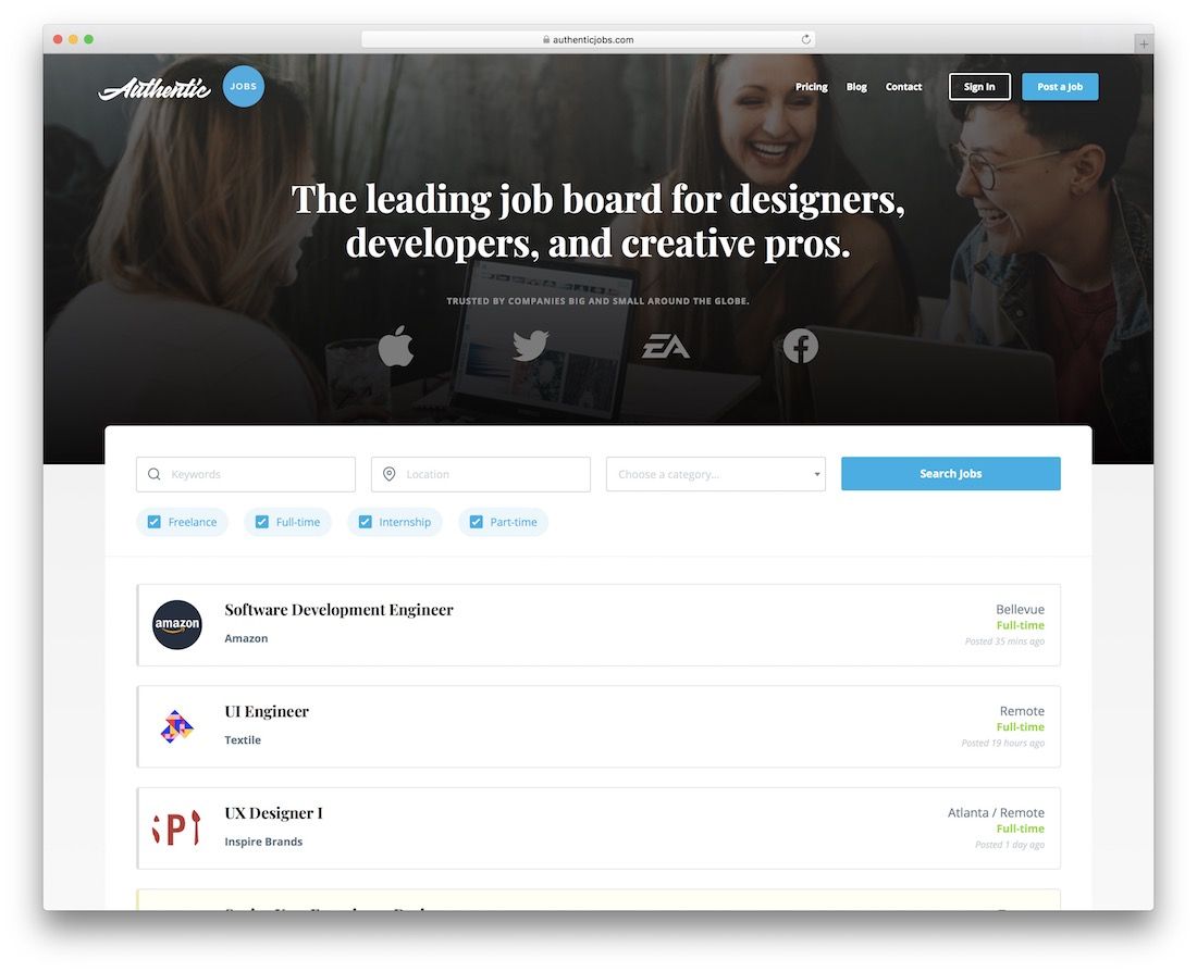 authentic jobs freelance marketplace