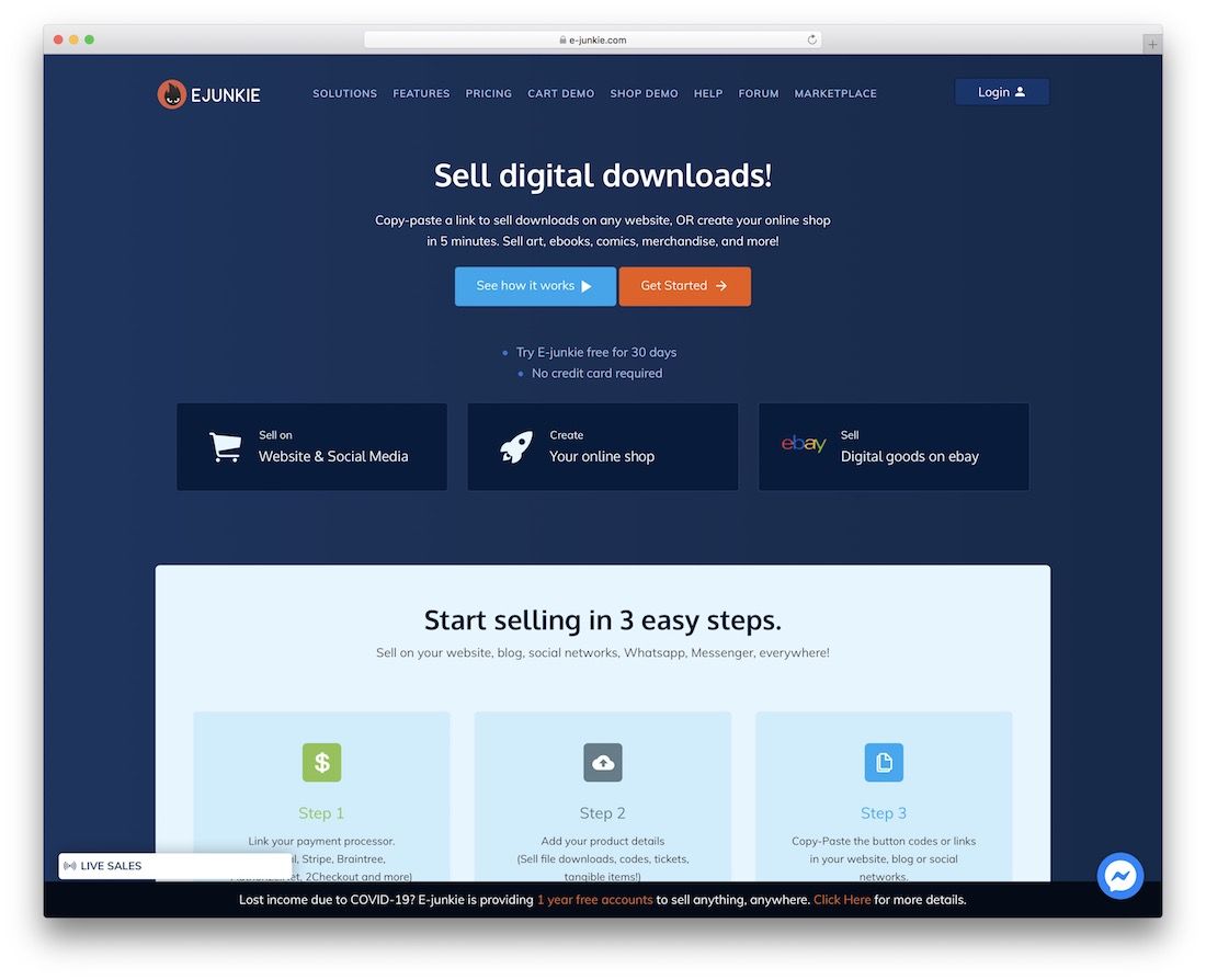 e-junkie platform for selling digital product