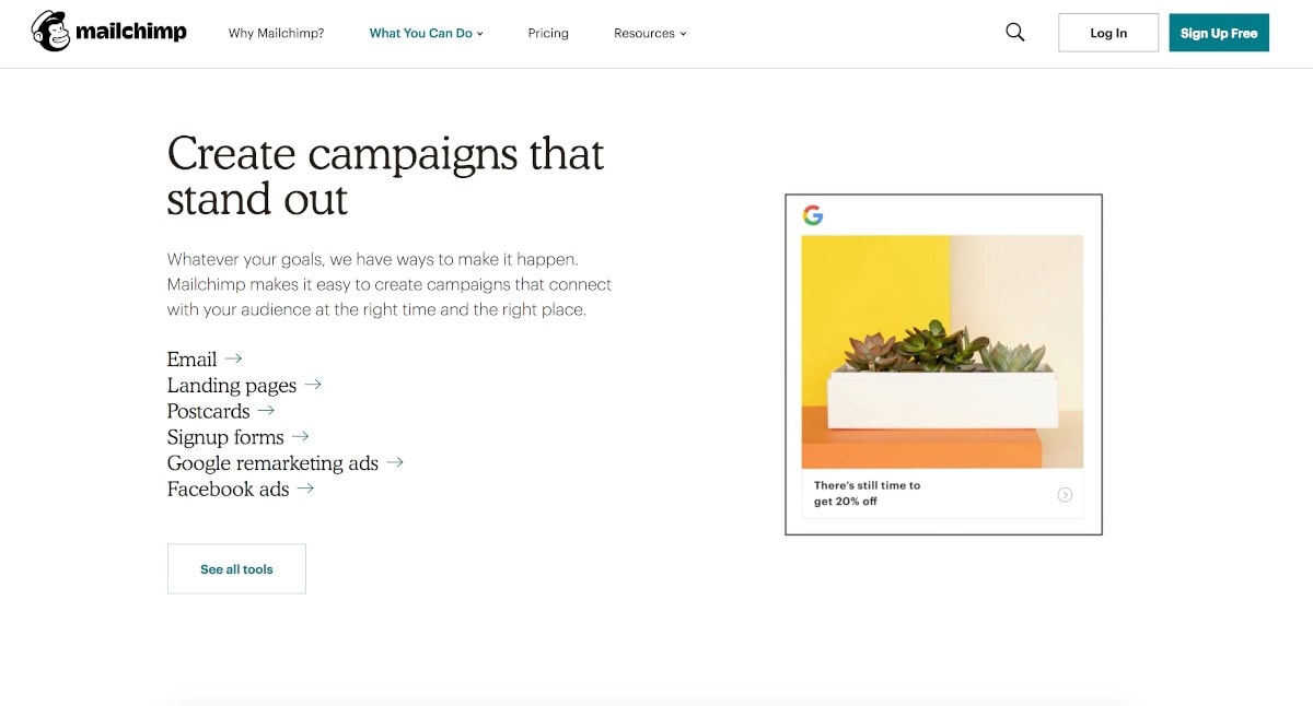 mailchimp-целевая страница-скриншот