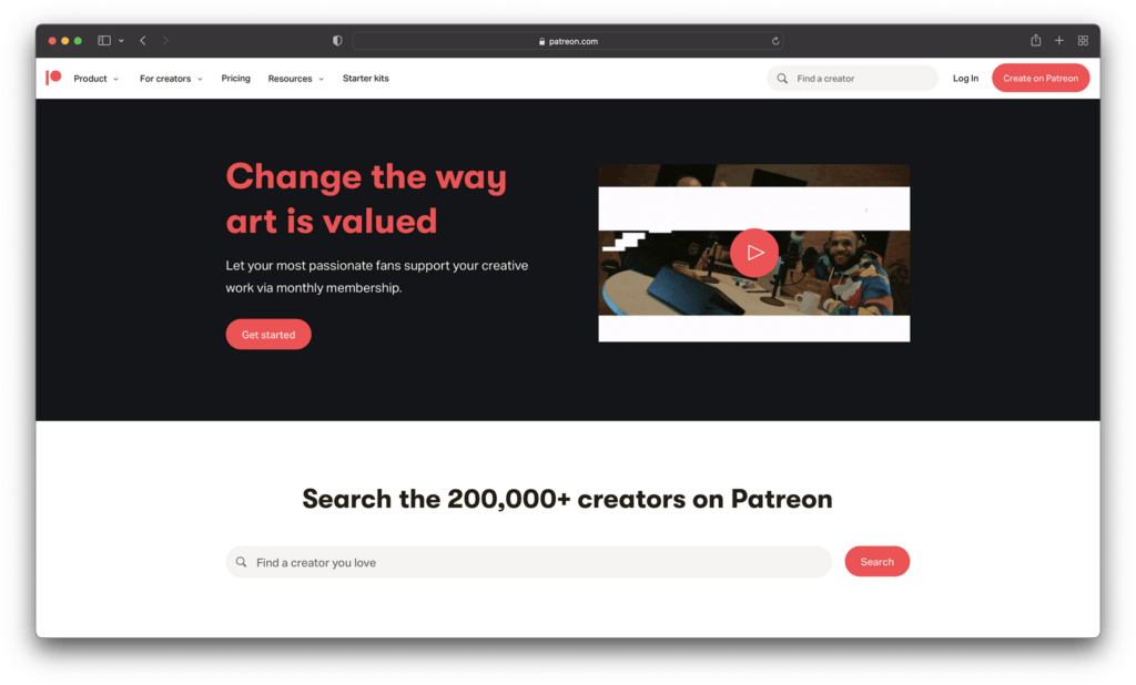 patreon - best video monetization platforms