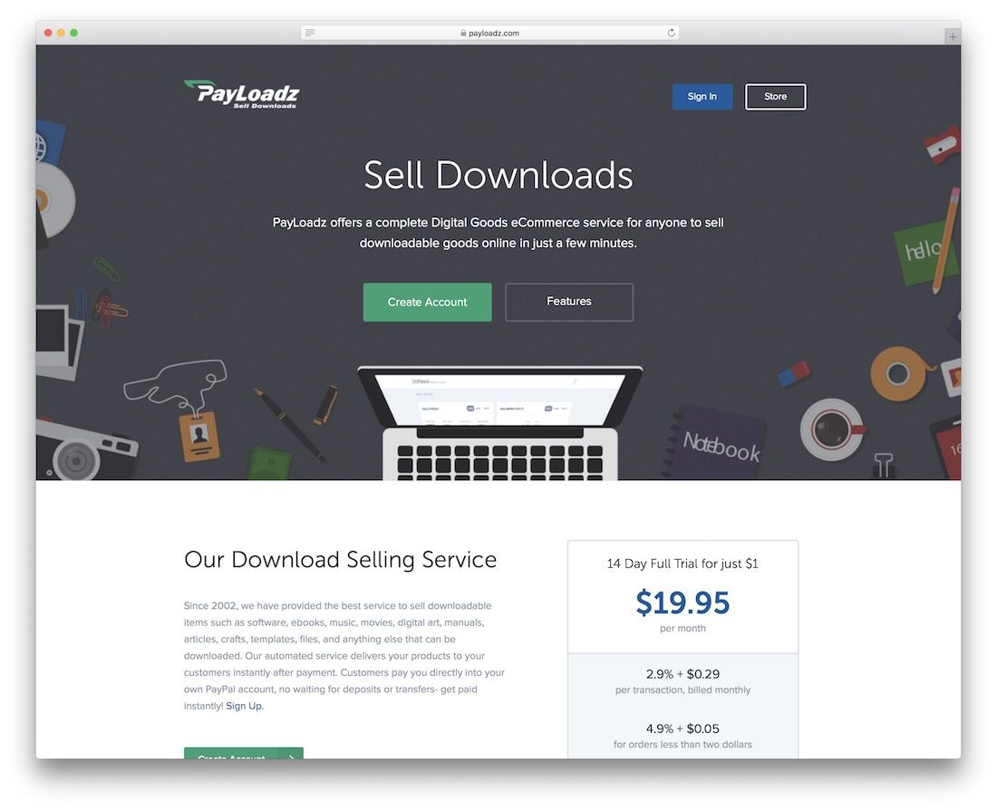payloadz platform for selling downloads
