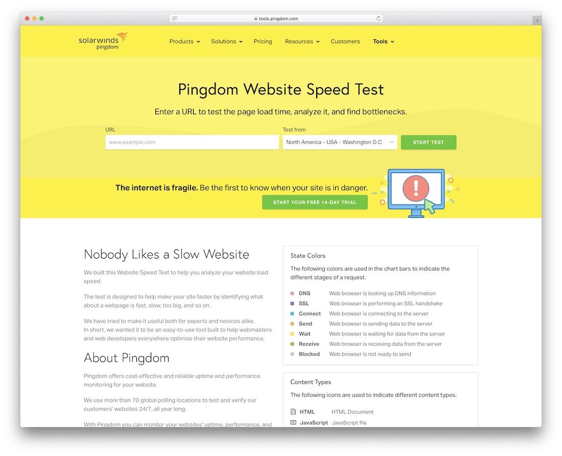 pingdom website performance optimization tool