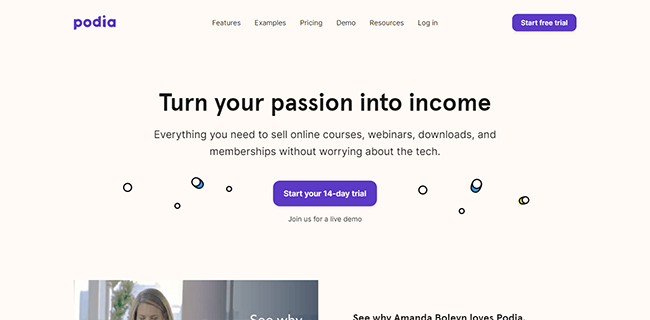 Podia Homepage