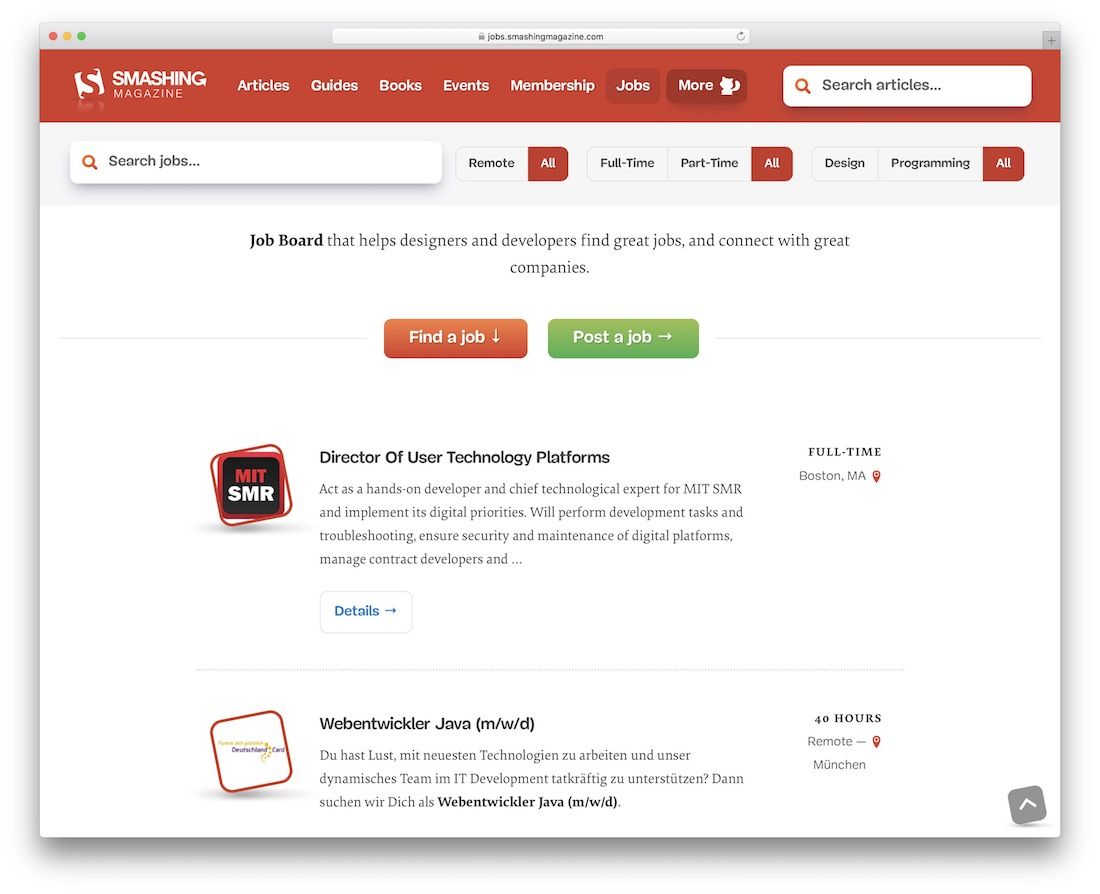smashing jobs freelance marketplace