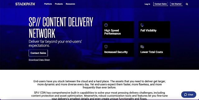 screenshot of stackpath homepage — a cloudflare alternative