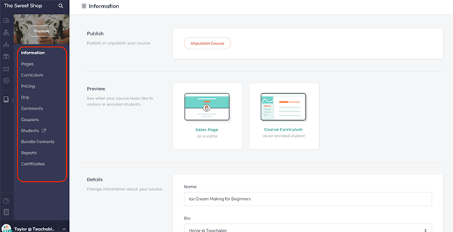 Teachable Learning Dashboard