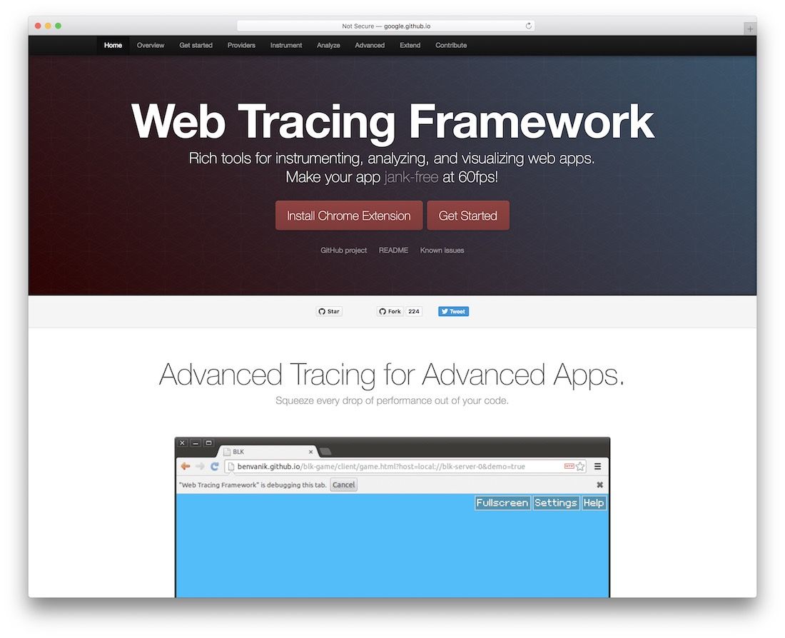 tracing framework website performance tool