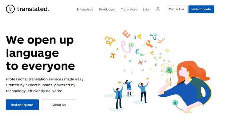 Translated homepage