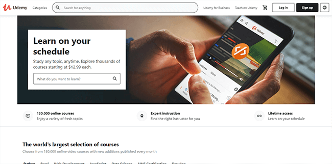 Udemy Hompeage