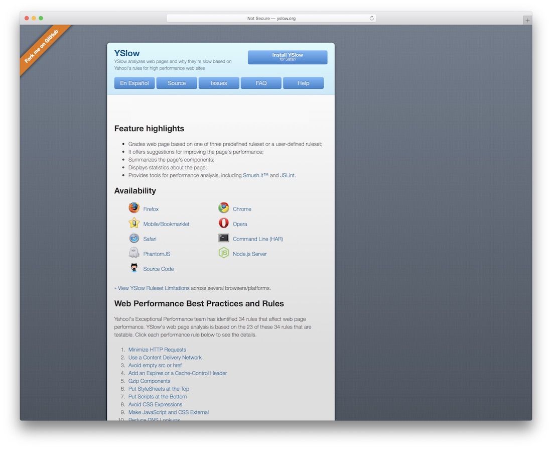 yslow website performance tool