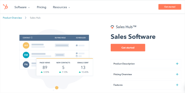 страница продаж hubspot